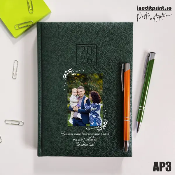 Agenda personalizata 2026 Foto + Text AP3 DELUXE H, Edolo Verde