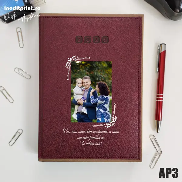 Agenda personalizata 2026 Foto + Text AP3 DELUXE PREMIUM, Alghero Bordo