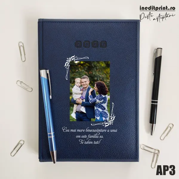Agenda personalizata 2026 Foto + Text AP3 DELUXE PREMIUM, Alghero Albastru