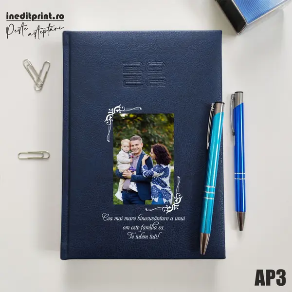 Agenda personalizata 2026 Foto + Text AP3 DELUXE PREMIUM, Chiavenna Albastru