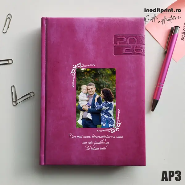 Agenda personalizata 2026 Foto + Text AP3 DELUXE PREMIUM, Narni Purpuriu