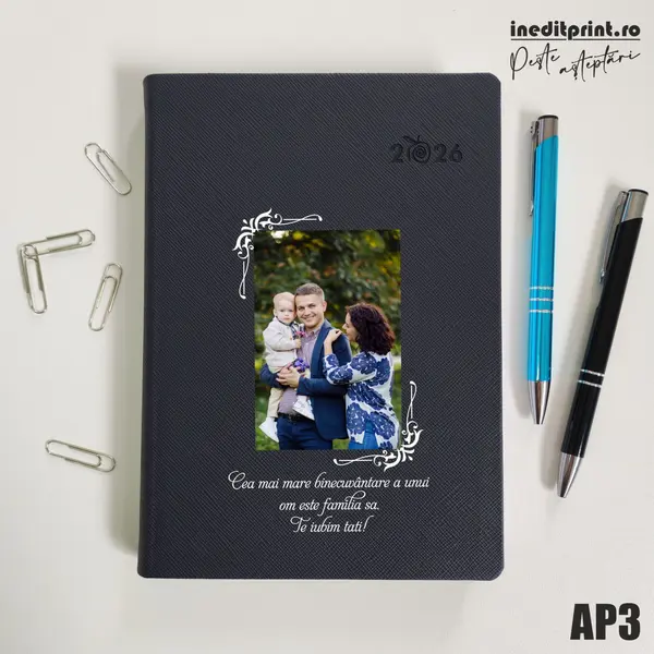 Agenda personalizata 2026 Foto + Text AP3 DELUXE PREMIUM, Ortisei Albastru