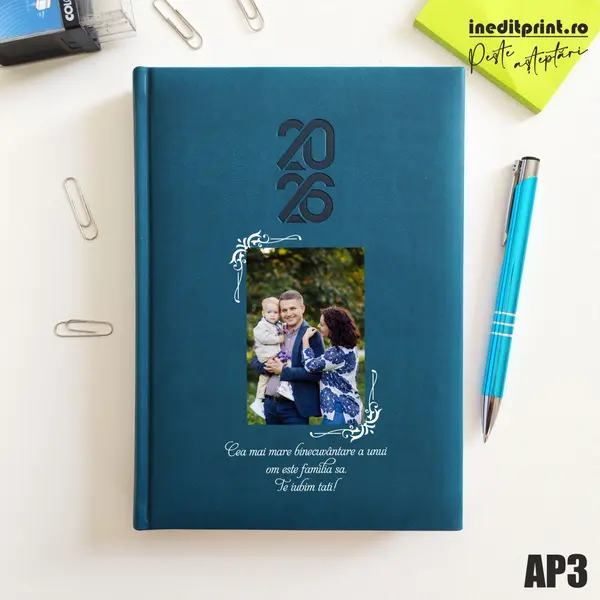 Agenda personalizata 2026 Foto + Text AP3 STANDARD HT2, Albastru Petrol