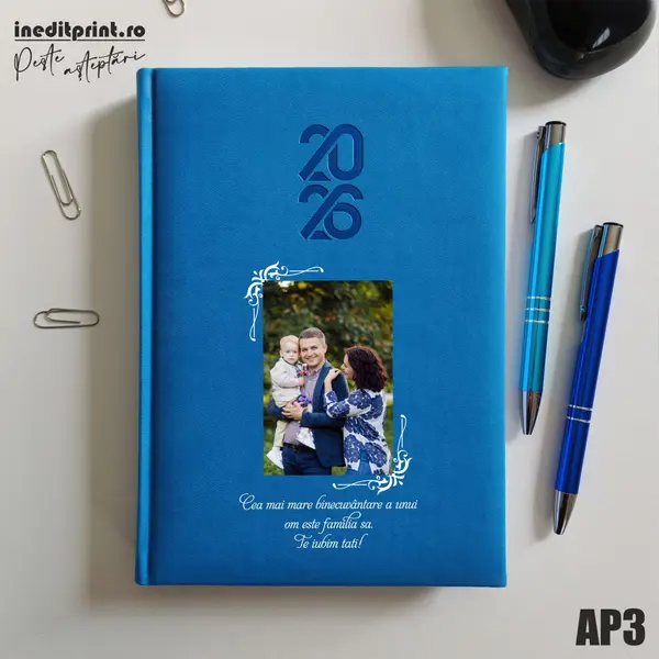 Agenda personalizata 2026 Foto + Text AP3 STANDARD HT2, ALBASTRU DESCHIS