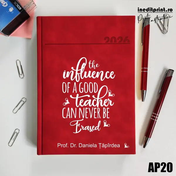 Agenda personalizata 2026 Good Teacher AP20 DELUXE PREMIUM, Chia Rosu