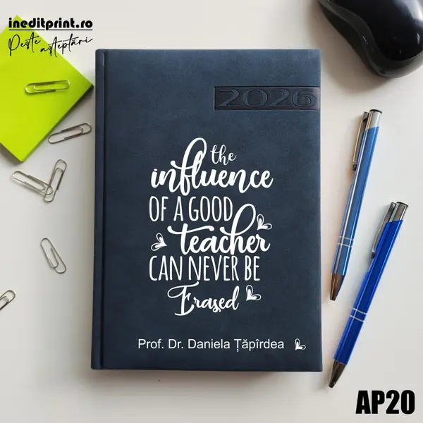 Agenda personalizata 2026 Good Teacher AP20 DELUXE PREMIUM, Teano Albastru Inchis