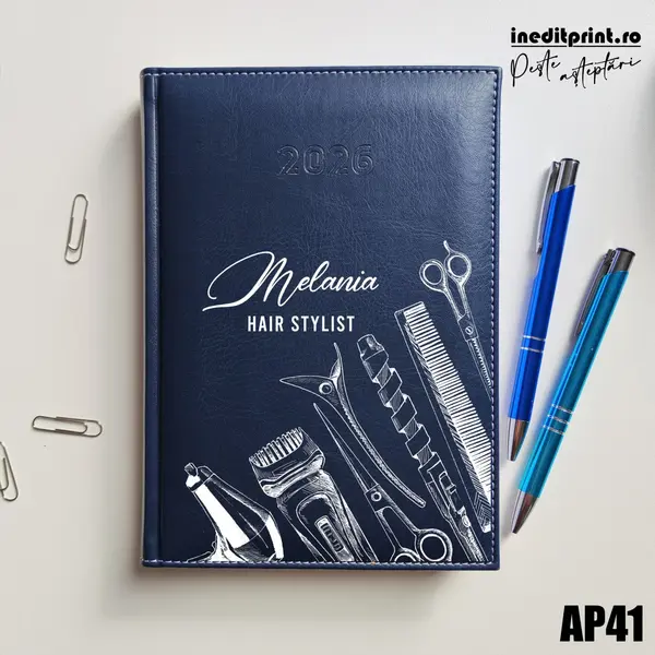 Agenda personalizata 2026 Hair Stylist AP41 DELUXE H, Corinaldo Albastru