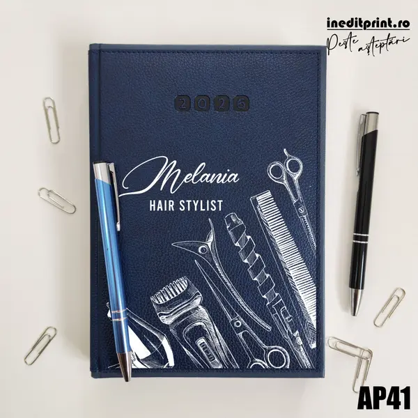 Agenda personalizata 2026 Hair Stylist AP41 DELUXE PREMIUM, Alghero Albastru
