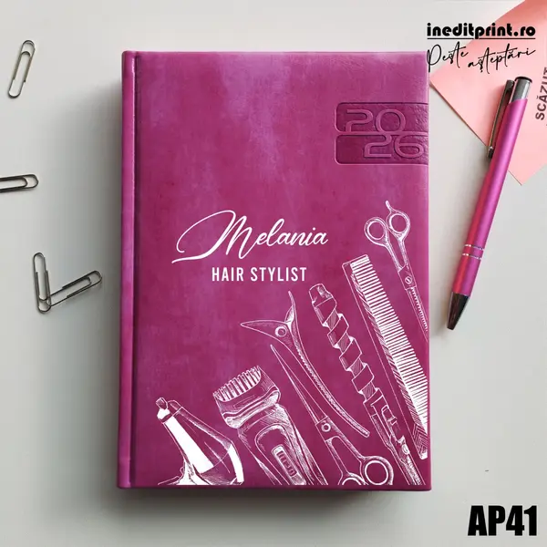 Agenda personalizata 2026 Hair Stylist AP41 DELUXE PREMIUM, Narni Purpuriu