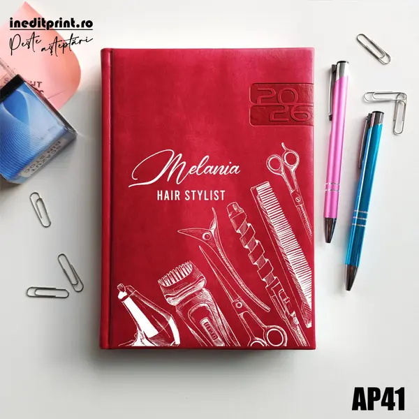 Agenda personalizata 2026 Hair Stylist AP41 DELUXE PREMIUM, Narni Fucsia