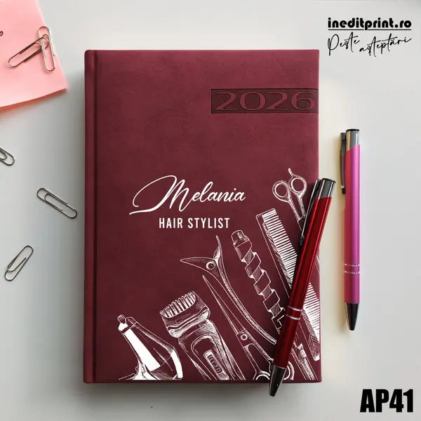 Agenda personalizata 2026 Hair Stylist AP41 DELUXE PREMIUM, Teano Bordo