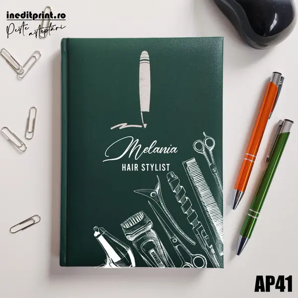 Agenda personalizata 2026 Hair Stylist AP41 NEDATATA H, Verde