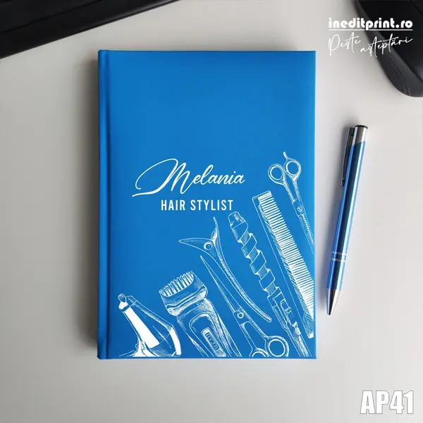 Agenda personalizata 2026 Hair Stylist AP41 NEDATATA RT, Bleu