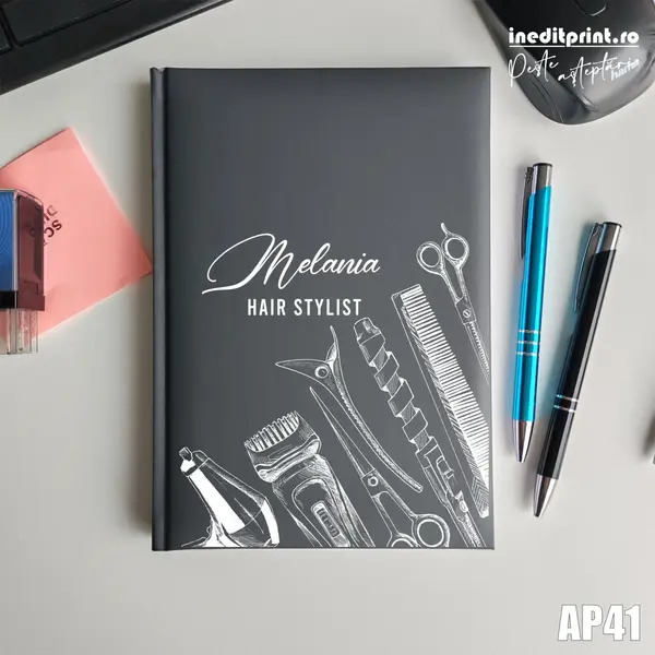 Agenda personalizata 2026 Hair Stylist AP41 NEDATATA RT, Gri