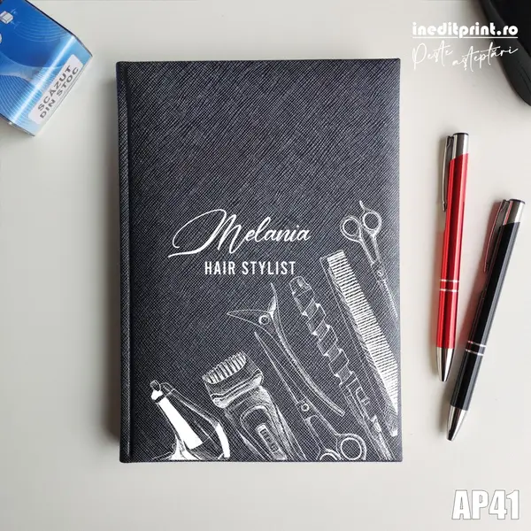 Agenda personalizata 2026 Hair Stylist AP41 NEDATATA RT, Gri-Adria