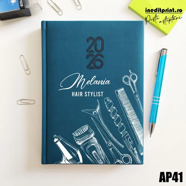 Agenda personalizata 2026 Hair Stylist AP41 STANDARD HT2, Albastru Petrol