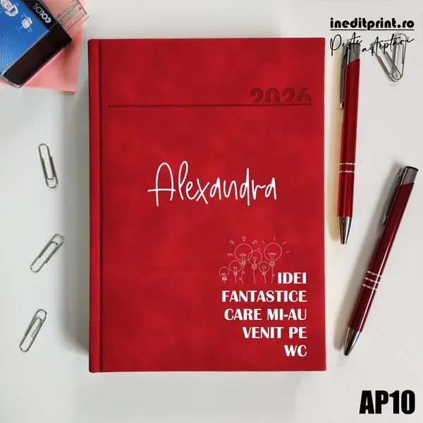 Agenda personalizata 2026 Idei noi AP10 DELUXE PREMIUM, Chia Rosu