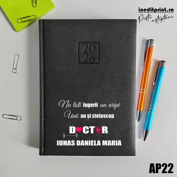 Agenda personalizata 2026 Ingeri cu stetoscop AP22 DELUXE H, Edolo Maro