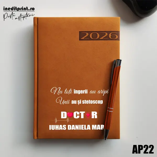Agenda personalizata 2026 Ingeri cu stetoscop AP22 DELUXE PREMIUM, Teano Maro