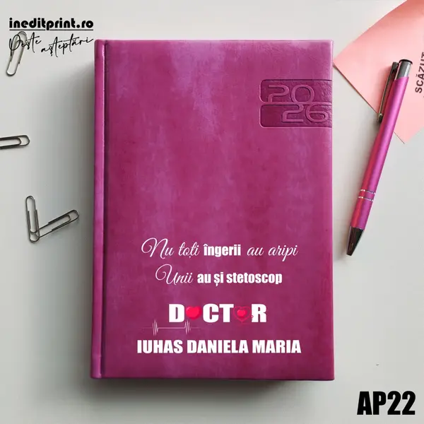 Agenda personalizata 2026 Ingeri cu stetoscop AP22 DELUXE PREMIUM, Narni Purpuriu
