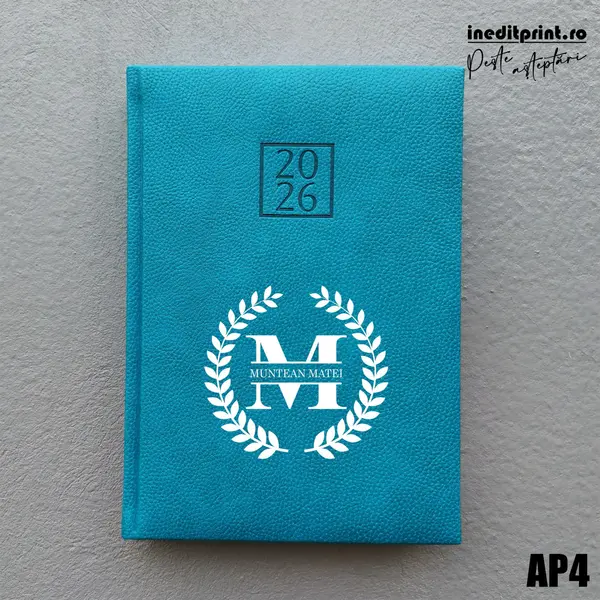 Agenda personalizata 2026 Initiala + Nume - AP4 DELUXE H, Edolo Turcoaz