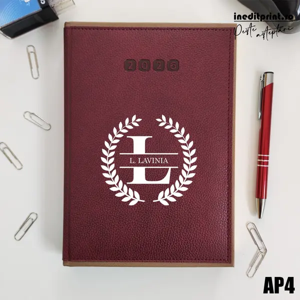 Agenda personalizata 2026 Initiala + Nume - AP4 DELUXE PREMIUM, Alghero Bordo