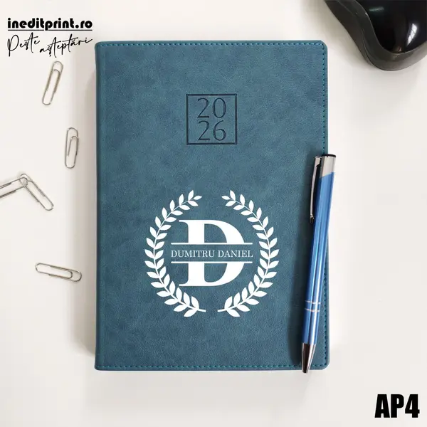 Agenda personalizata 2026 Initiala + Nume - AP4 DELUXE PREMIUM, Chianti Verde Cyprus
