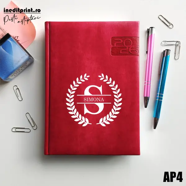 Agenda personalizata 2026 Initiala + Nume - AP4 DELUXE PREMIUM, Narni Fucsia