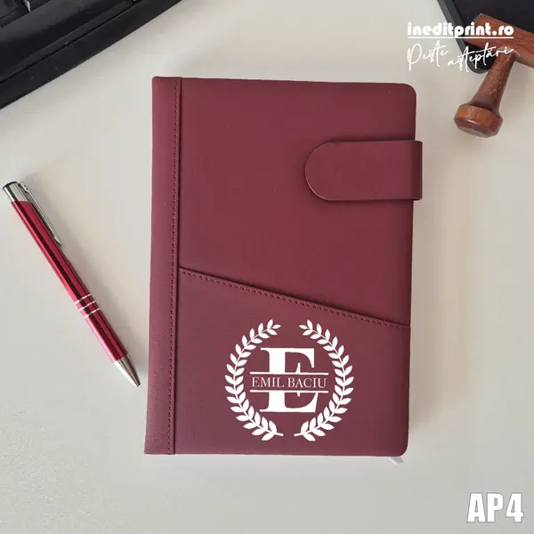 Agenda personalizata 2026 Initiala + Nume - AP4 NEDATATA AD, BORDO CB