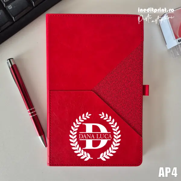 Agenda personalizata 2026 Initiala + Nume - AP4 NEDATATA AD, ROSU X-LINE