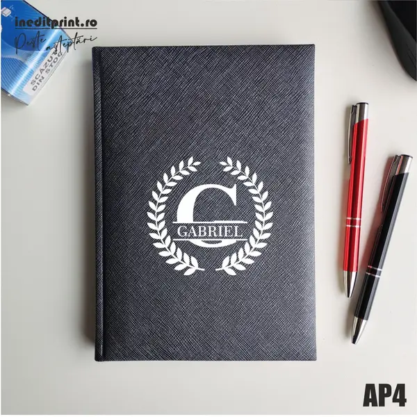 Agenda personalizata 2026 Initiala + Nume - AP4 NEDATATA RT, Gri-Adria