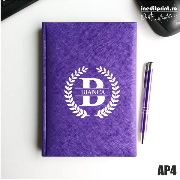 Agenda personalizata 2026 Initiala + Nume - AP4 NEDATATA RT, Mov-Adria