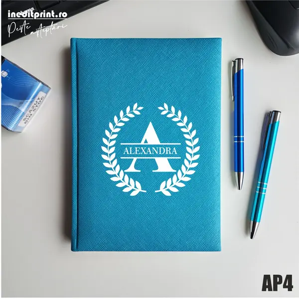 Agenda personalizata 2026 Initiala + Nume - AP4 NEDATATA RT, Turcoaz-Adria