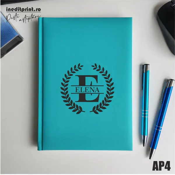Agenda personalizata 2026 Initiala + Nume - AP4 NEDATATA RT, Turcoaz