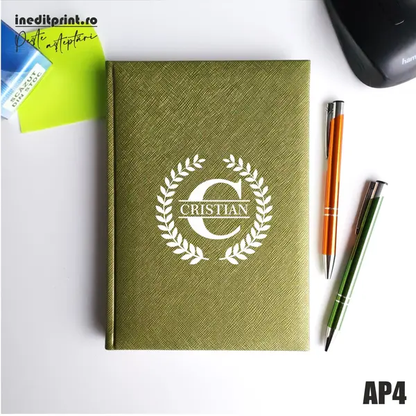 Agenda personalizata 2026 Initiala + Nume - AP4 NEDATATA RT, Verde-Adria