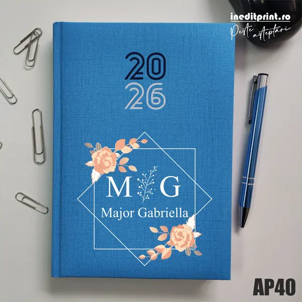 Agenda personalizata 2026 Initiala + Nume AP40 Datata C, Turcoaz
