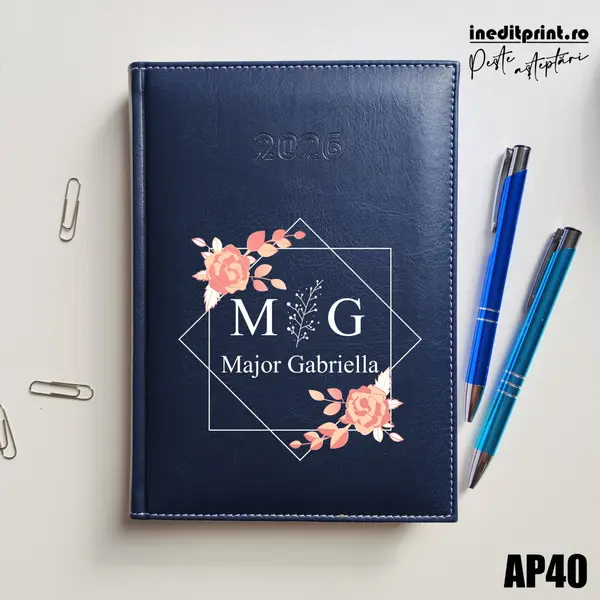 Agenda personalizata 2026 Initiala + Nume AP40 DELUXE H, Corinaldo Albastru