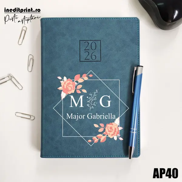 Agenda personalizata 2026 Initiala + Nume AP40 DELUXE PREMIUM, Chianti Verde Cyprus