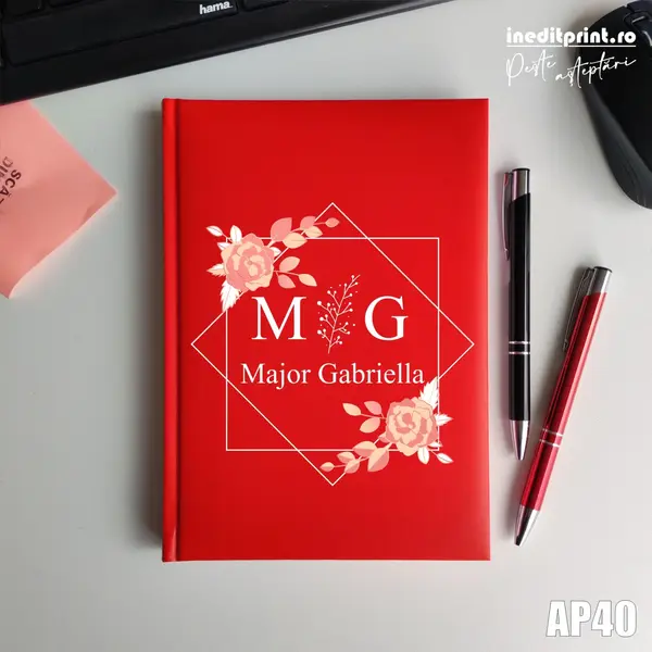 Agenda personalizata 2026 Initiala + Nume AP40 NEDATATA RT, Rosu