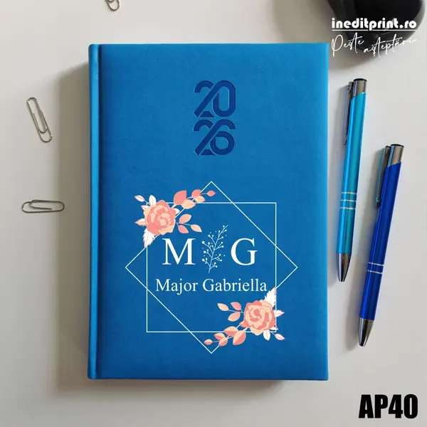Agenda personalizata 2026 Initiala + Nume AP40 STANDARD HT2, ALBASTRU DESCHIS