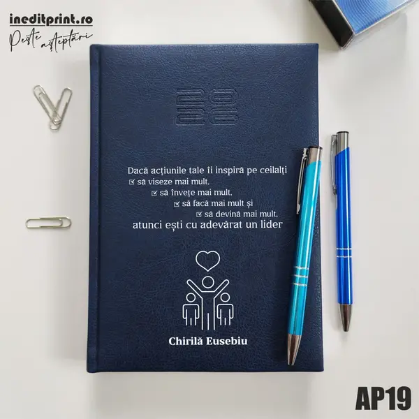 Agenda personalizata 2026 Lider adevarat AP19 DELUXE PREMIUM, Chiavenna Albastru