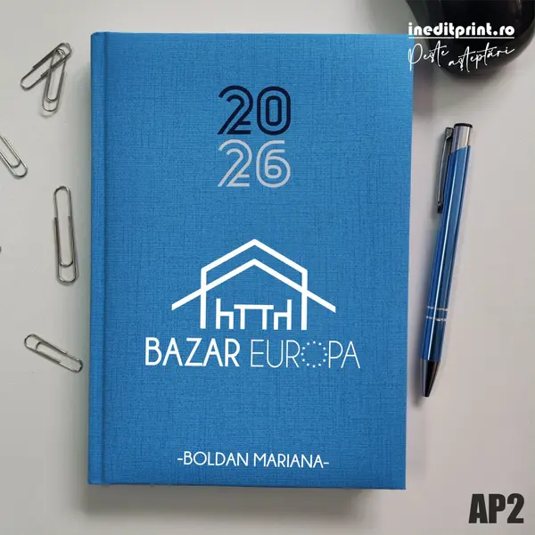 Agenda personalizata 2026 Logo + Nume AP2 Datata C, Turcoaz
