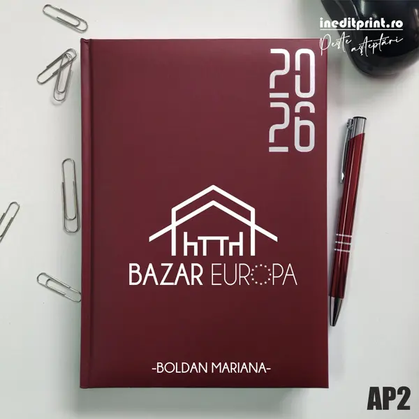 Agenda personalizata 2026 Logo + Nume AP2 DATATA RT, Bordo