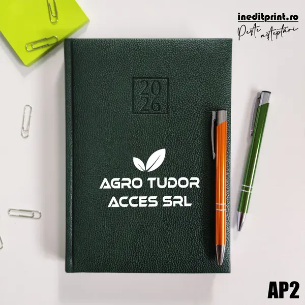 Agenda personalizata 2026 Logo + Nume AP2 DELUXE H, Edolo Verde