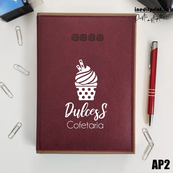 Agenda personalizata 2026 Logo + Nume AP2 DELUXE PREMIUM, Alghero Bordo