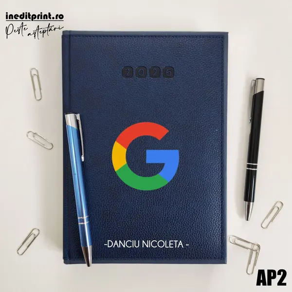 Agenda personalizata 2026 Logo + Nume AP2 DELUXE PREMIUM, Alghero Albastru