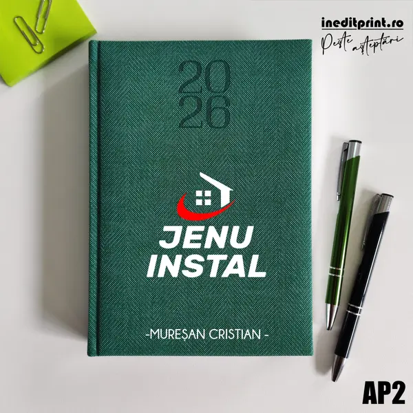 Agenda personalizata 2026 Logo + Nume AP2 DELUXE PREMIUM, Bard Verde