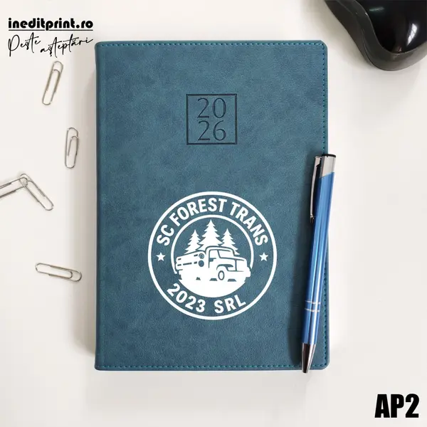 Agenda personalizata 2026 Logo + Nume AP2 DELUXE PREMIUM, Chianti Verde Cyprus