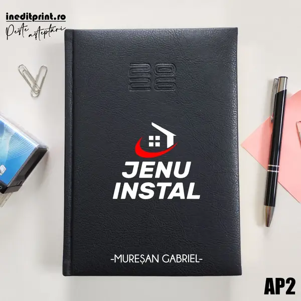 Agenda personalizata 2026 Logo + Nume AP2 DELUXE PREMIUM, Chiavenna Negru