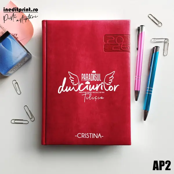Agenda personalizata 2026 Logo + Nume AP2 DELUXE PREMIUM, Narni Fucsia